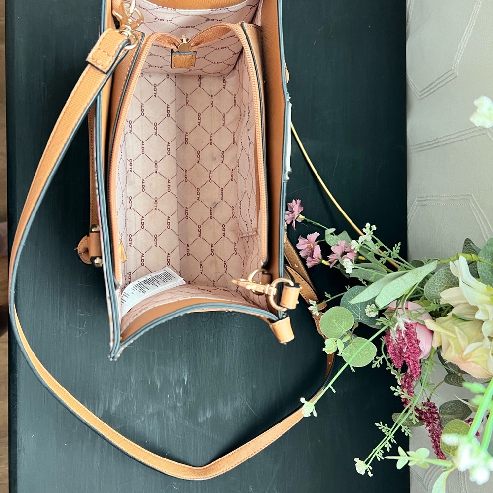 ALDO Floral Tiger Print Tote|Purse with Tan Trim - Picture 6 of 9